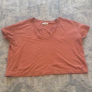 Madewell split neck crop tee size M